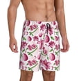 thumbnail image 2 of Kdxio Lilies Flowers Print Mens Sleep Shorts Bottoms Soft Comfy Pajama Wear Pants with Drawstring Pockets, 2 of 7