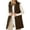 Brown, variant on Womens Long Hooded Vest Sleeveless Winter Bubble Jackets Zip Up Warm Coat Outerwear with Pockets Hot Pink S(S)