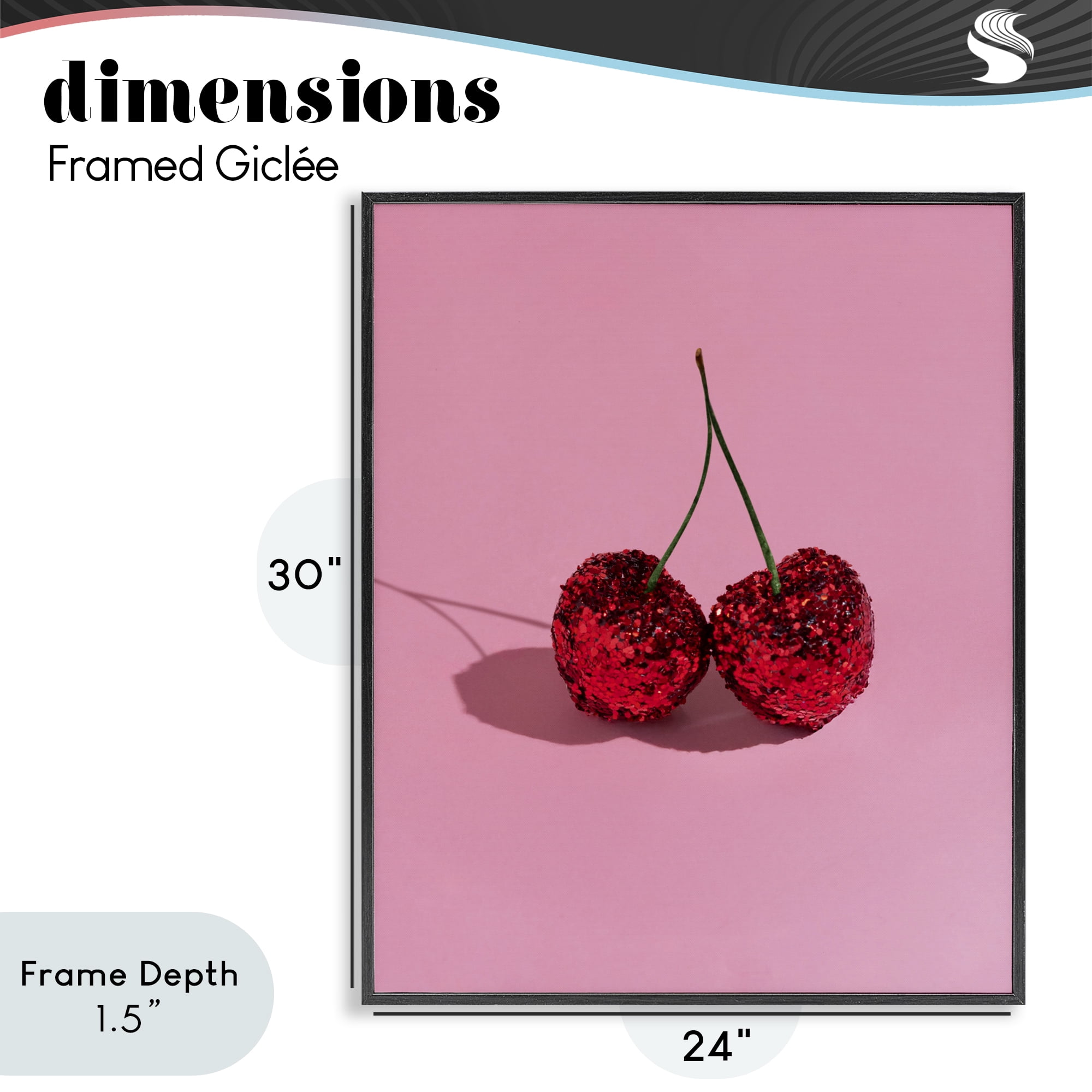 Stupell Industries Glitter Encrusted Cherries Black Framed Giclee Art, design by LISH Creative