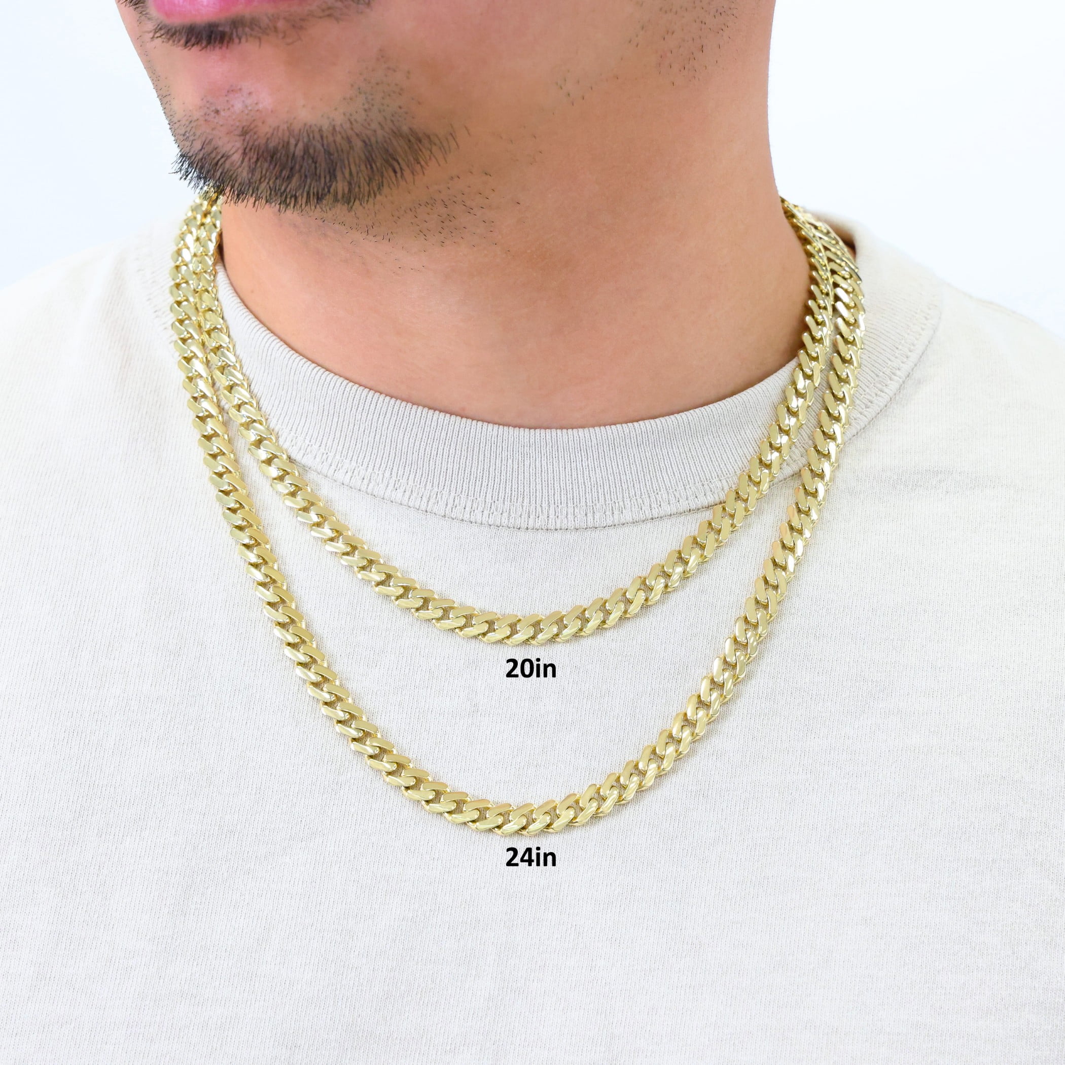 Nuragold 10k Real Yellow Gold Royal Monaco 7.5mm Miami Cuban Link Necklace (16"-30") Italian Jewelry for Men & Women