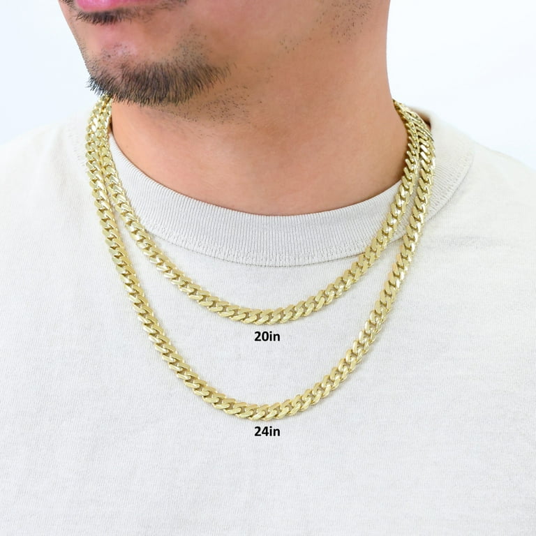 Nuragold 10k Gold Men's Monaco Miami Cuban Link Necklace