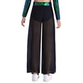 thumbnail image 2 of TiaoBug Kids Girls High Waisted Sequins Side Slit Chiffon Wide Leg Pants Belly Dance Performance Bottoms Green 10, 2 of 7