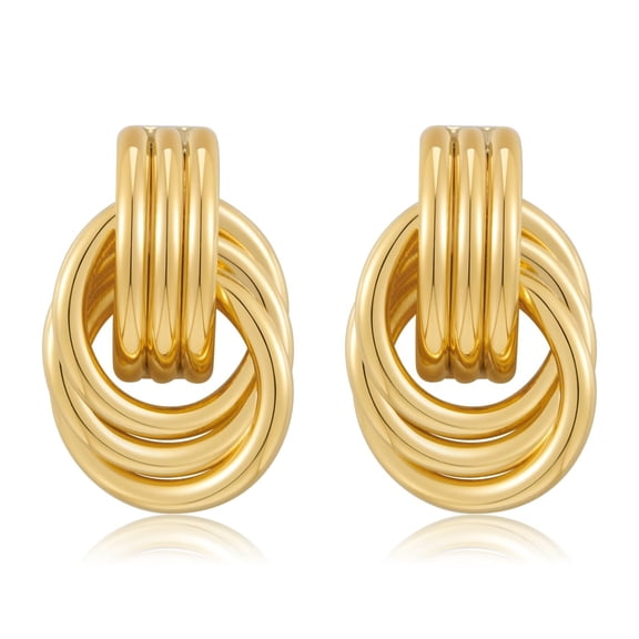 GOSFRY Chunky Stud Earrings for Women 14k Gold Plated Hypoallergenic Earrings Statement Dangle Geometric Earrings Lightweight Trendy Fashion Jewelry Gifts