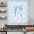 thumbnail image 5 of Cute Bow Sheer Curtains 63 Inches Long, Blue Bowknot Minimalist Solid Color Light Filering Curtains, Breathable Simi Curtain Privacy Drapes for Living Room Bedroom Lightweight Window Treatment, 5 of 9