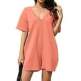 thumbnail image 4 of Fantaslook Rompers for Women Casual Summer Jumpsuits Short Sleeve Loose Overalls Shorts Rompers with Pockets Outfits, 4 of 9