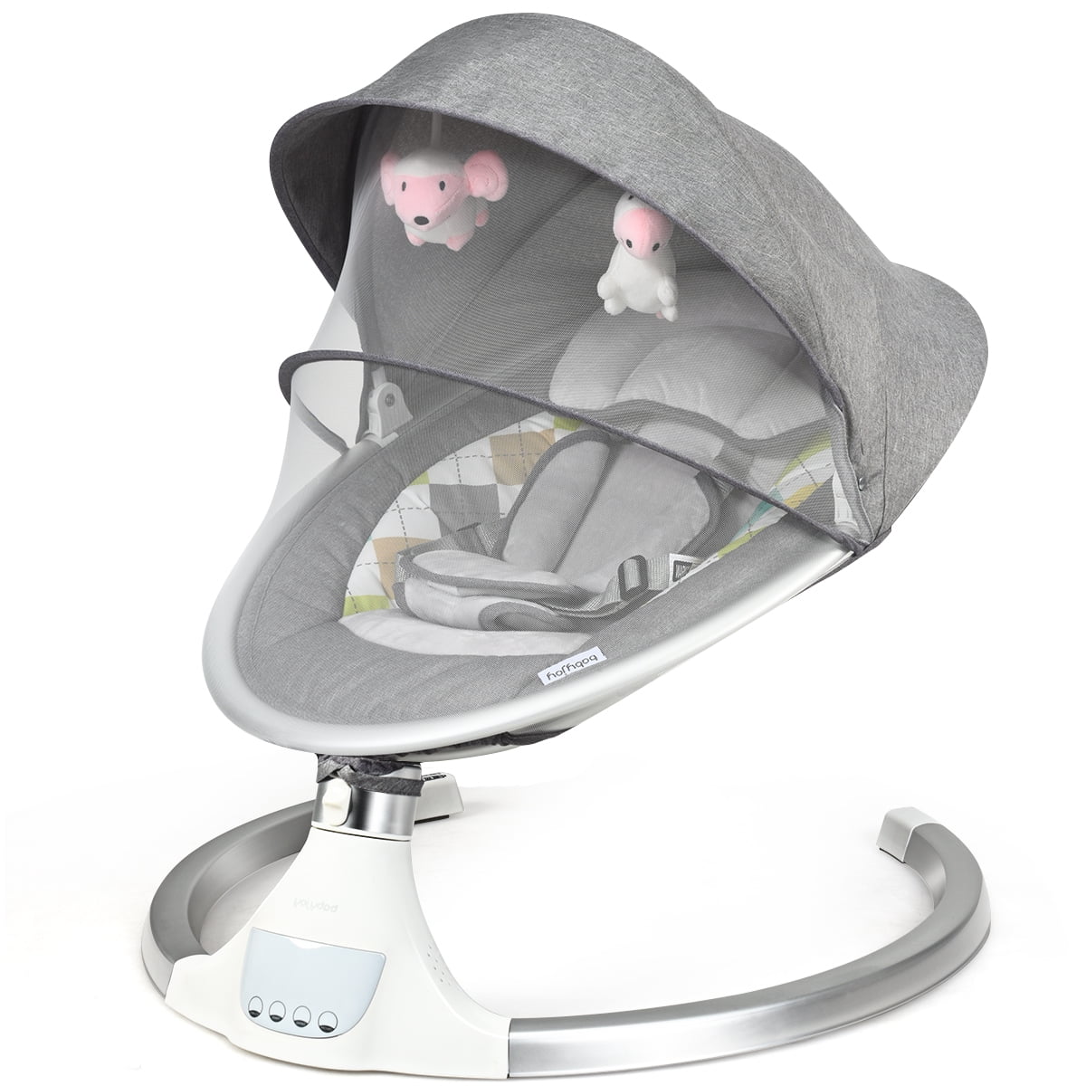 Topbuy Electric Baby Rocking Chair Swing With Mosquito Nets 2 Toys Gray Walmart Com Walmart Com