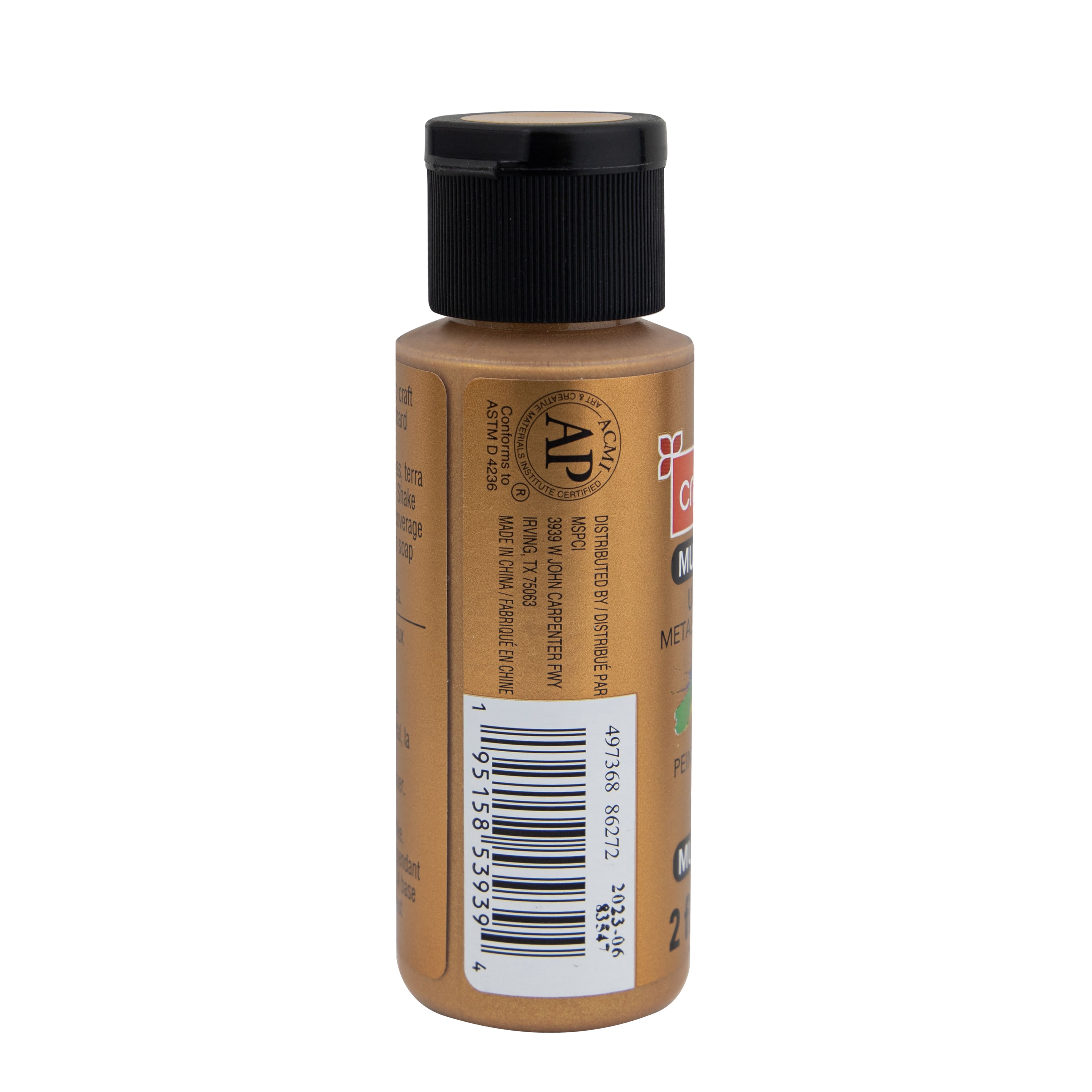 Craft Smart Bronze Premium Ultra Bright Metallic Paint - Multi-Surface Shimmer Finish for Art, Crafts & Decor, 12 Pack