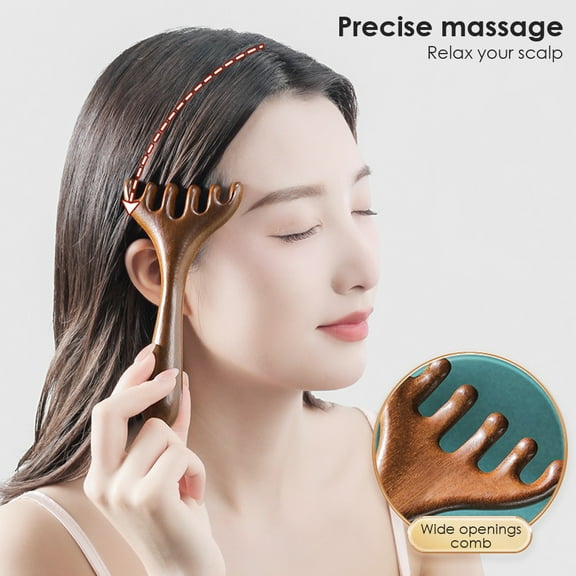 Flaremore Wooden Scalp Massage Comb,Sandalwood Scalp Massager Wood, Head Gua Sha Brush for Women Men Hair Growth,Portable Wood Massage Tools for Face,Head Wooden Brush Gua Sha