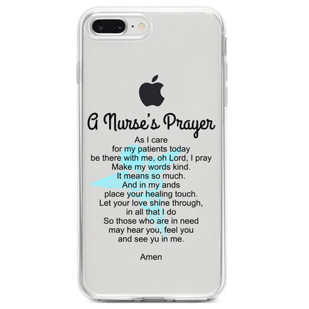 DistinctInk Clear Shockproof Hybrid Case for iPhone 7 PLUS / 8 PLUS (5.5 Screen) TPU Bumper Acrylic Back Tempered Glass Screen Protector - A Nurse s Prayer