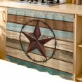 thumbnail image 2 of Teal Brown Farmhouse Cabinet Curtain 35"Wx35"L, Dustproof Under Sink Skirt with Self Adhesive Tape, Country Texas Star Vintage Cabinet Curtain Cover for Kitchen Sink, Bathroom Vanity, Laundry Room, 2 of 9