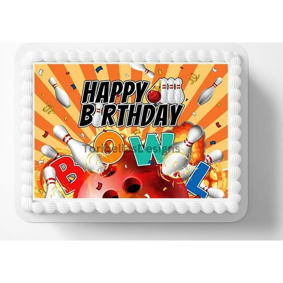 Bowling Edible Image Cake Topper Birthday Cake Topper Frosting Sheet Icing Paper Cake Decoration Edible Cake Sticker Decal