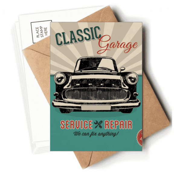 Black Classic Cars Repair Pattern Postcards Envelopes Blank Note Cards Mailing