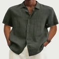 thumbnail image 1 of Men‘s Linen Casual Short Sleeve Shirts Button Down Summer Beach Shirt，M Light Blue, 1 of 5