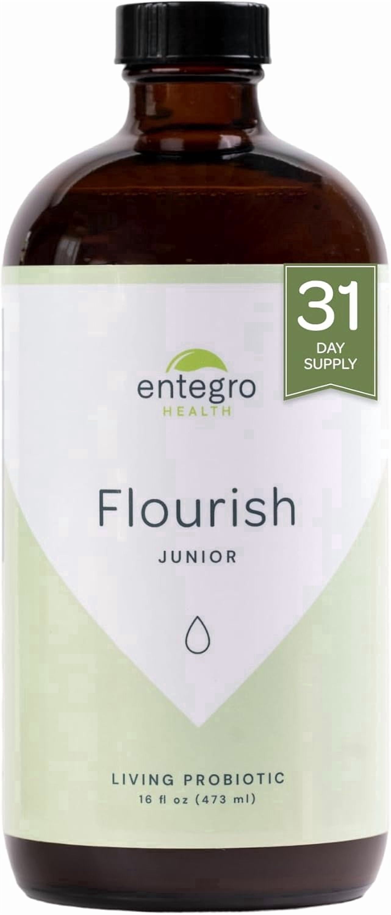 Entegro Health Flourish Junior Liquid Probiotic & Postbiotic Supplement, 16 fl oz Plastic Bottle