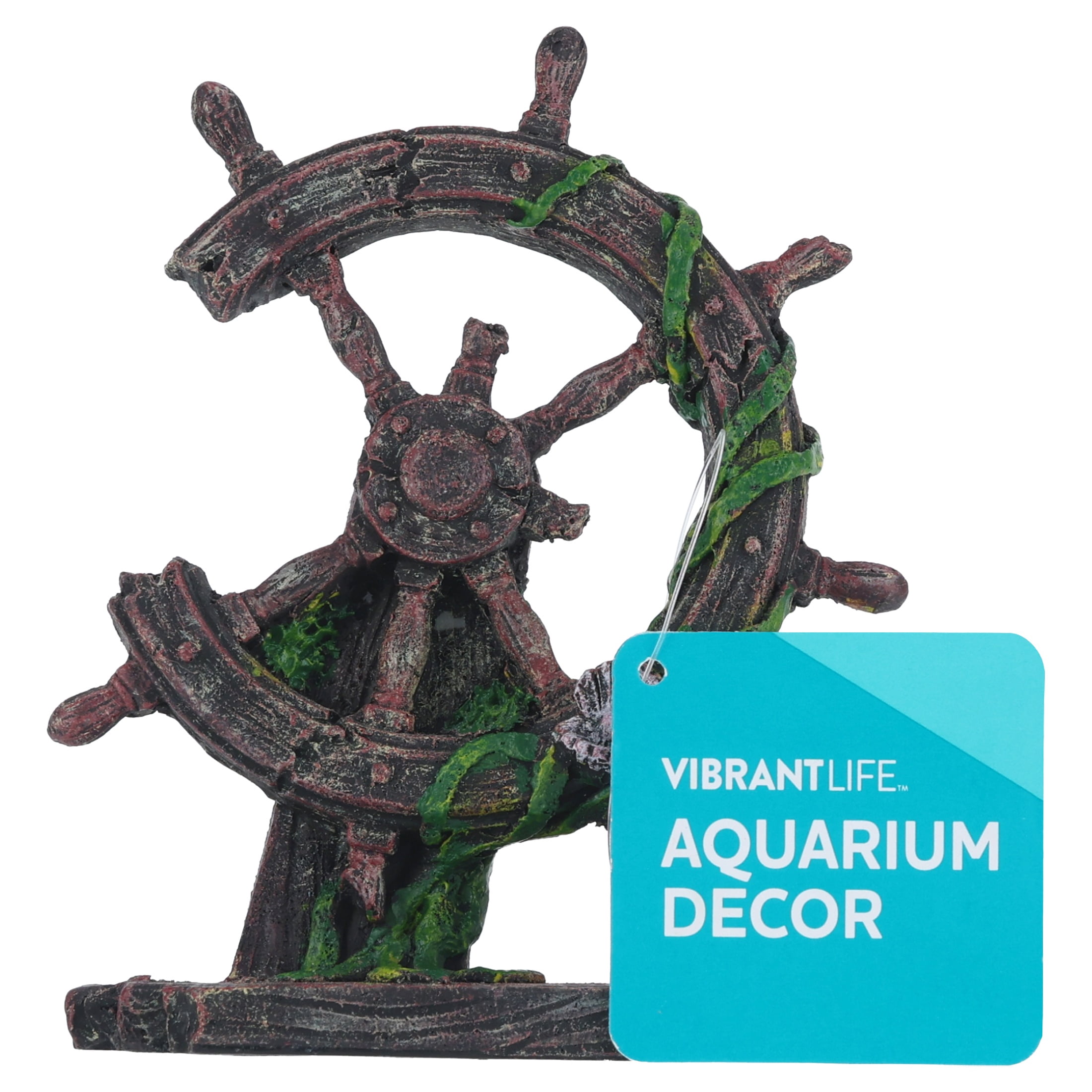 Vibrant Life Ship Wheel Aquarium Decor, 4.5"