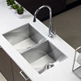 thumbnail image 6 of Houzer Contempo 33 inch Stainless Steel Undermount 50/50 Double Bowl Kitchen Sink with Strainers & Grids - CTD-3350, 6 of 7