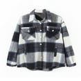 thumbnail image 1 of Womens Plaid Button Down Blouses Coat Thicken Jackets Cardigans Oversize Shirts S, 1 of 6