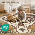 thumbnail image 4 of ODIKA 9'x12' Washable Area Rug Kilim Burnt Navy Orange Stepped Border Distressed Faded Vintage for Great Room, Indoor Concept, Large Living Low Pile, Flatwoven, 4 of 7