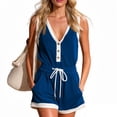 thumbnail image 6 of Womens Comfy Sweatsuit Color Block 2 Piece Sleeveless Tank Tops and Elastic Waist Shorts with Pockets Summer Tracksuit Outfits Blue XL, 6 of 9