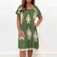 thumbnail image 1 of RWJDXD RWJDXD Ample et Confortable en Été Robes d'Été pour Femmes Tendance Boho Imprimé Floral Couverture Col Rond Robes d'Été Manches Longues Robe Maxi pour Femmes, 1 of 7