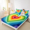 thumbnail image 2 of Manfei Ink Rainbow Fitted Sheet Queen, Swirl Love Heart Bedding, Blue Yellow, 3-Piece, 1 Fitted Sheet and 2 Pillowcases, 2 of 6