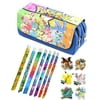 Pokemon Pencil Case Assorted Character with 3 Pokemon Pencils and Erasers - Teal