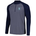 thumbnail image 2 of Men's Levelwear Navy Seattle Mariners Charter Striped Raglan Quarter-Zip Top, 2 of 3