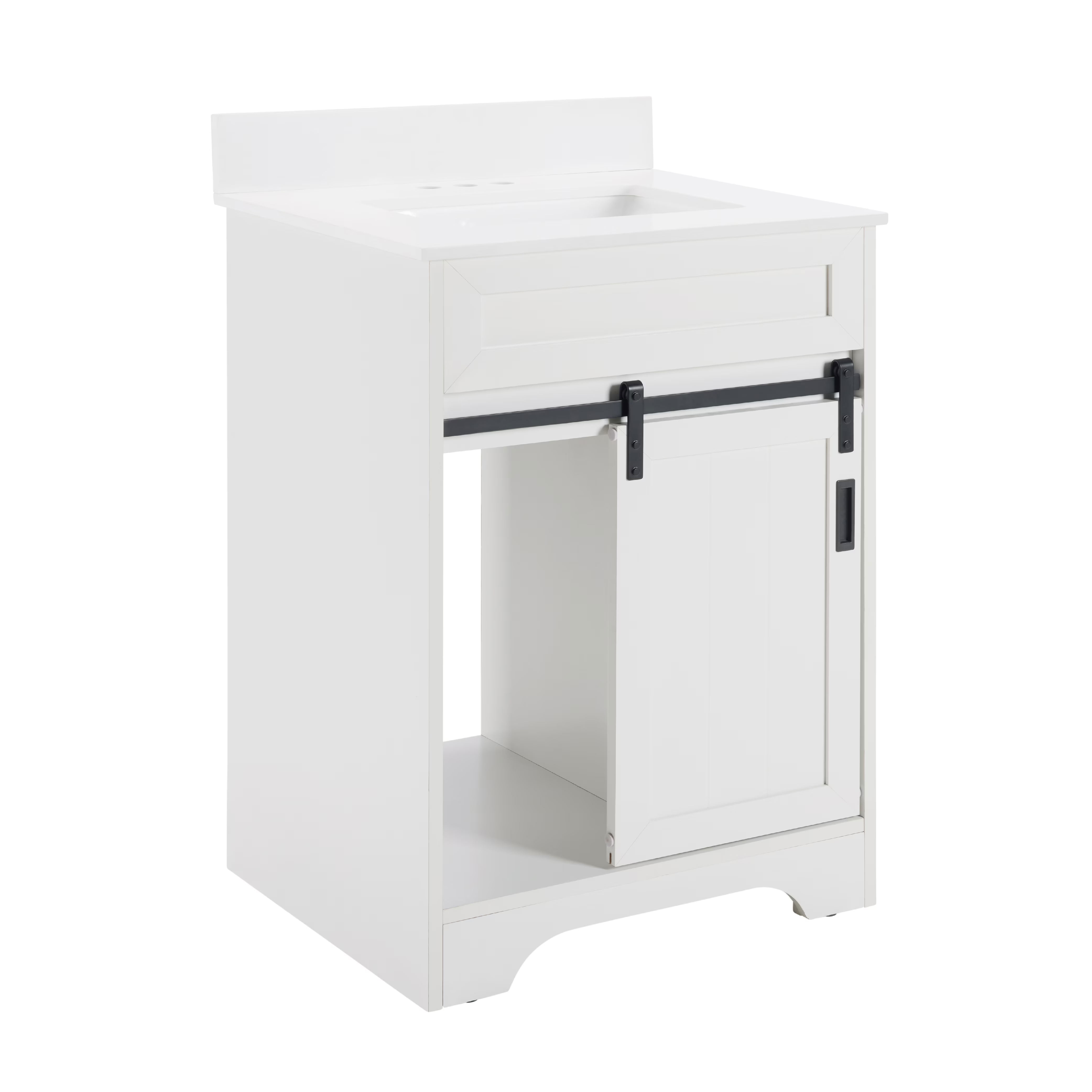 MAYEERTY 24" Narrow Bathroom Vanity with Sink, Bathroom Sink Cabinet with Storage for Small Apartment Small Space, White