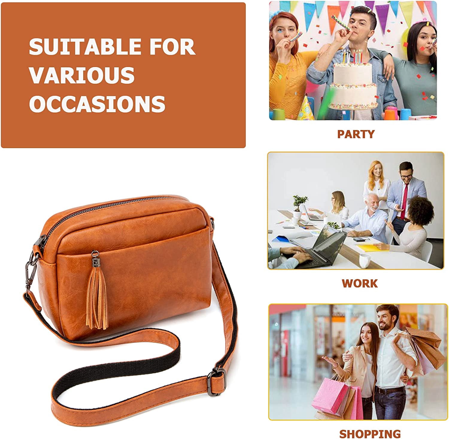Lightweight Medium Crossbody Bag for Women, Camera Shoulder Purses Pocketbooks with Tassel and Triple Zipper Pocket