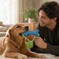 Loop Rope Toy With Bone Interactive Dog Rope Toy with Textured Rubber Bone, Blue and Green, for ...