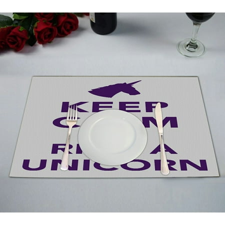 

ECZJNT Keep calm ride unicorn Placemat Table Mat Cup Mat 12x18 inch Set of 2