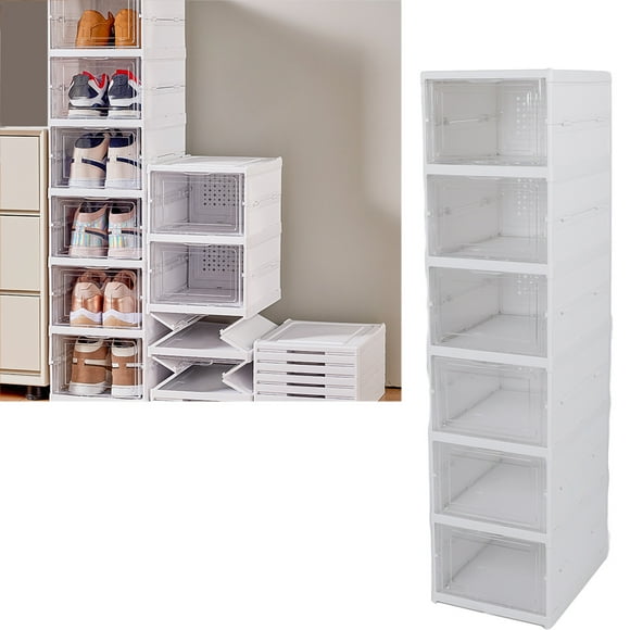 Shoe Storage Box, Collapsible Clear Plastic Stackable Shoe Organizer For Closet, Space Saving Sneaker Container, Shoe Display Case, Substitute For Entryway, Under Bed