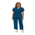 thumbnail image 4 of LYMAYTER Solid Color Medical Uniform for Women V-Neck Multiple Colors Nurse Uniform Comfort Ventilate Outfit for S-2XL, 4 of 7