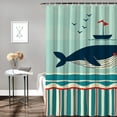 thumbnail image 3 of RKSupls Waterproof Shower Curtain, Retro Cartoon Whale Nautical Ocean Polyester Shower Curtain with Hooks for Chic Elegant Home Bathtub Bathroom Decor Washable Curtains, 3 of 6