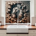 thumbnail image 3 of Ambesonne Lion Kitchen Curtains, Brick Wall and Classical Pose, 55"x24", Ginger Coconut, 3 of 3