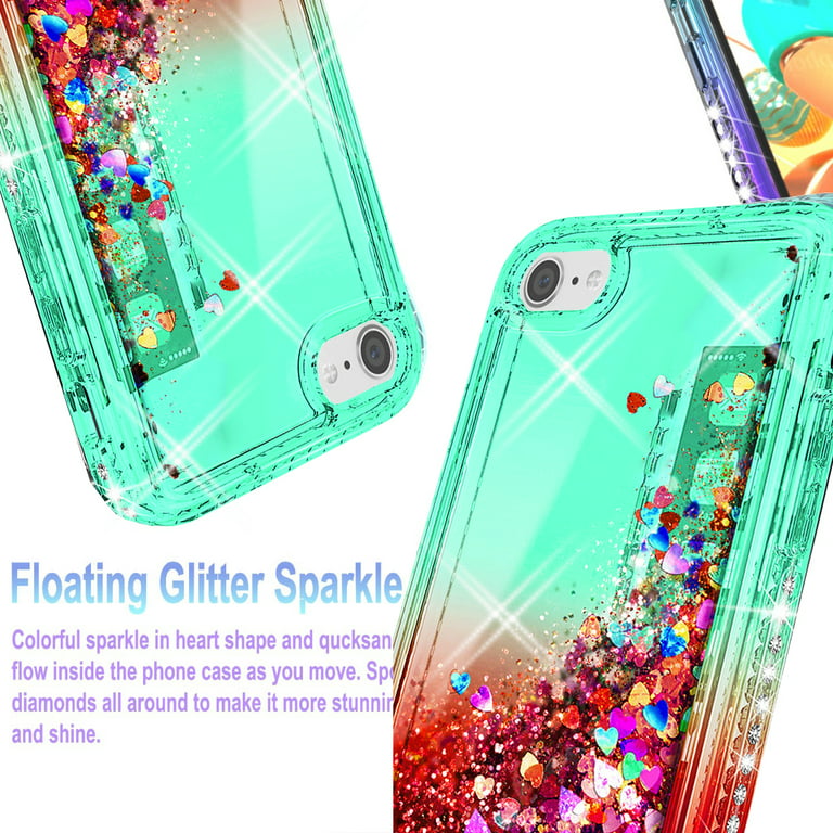For iPhone SE 2020 (2nd Gen) Case Liquid Glitter Bling Cover + Screen  Protector