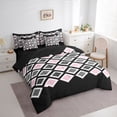 thumbnail image 3 of Castle Fairy Minimalist Checkered Twin Bedding Sets,Black Pink Grey Bedding Comforter Set, 3 of 8