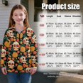 thumbnail image 2 of Xoenoiee Sugar Skull Hydrangea Flower Print Girls Fall Fashion Half Zip Sweatshirts Oversized Long Sleeve Collared Pullover Tops Trendy Y2K Clothes, 13-14 Years, 2 of 7