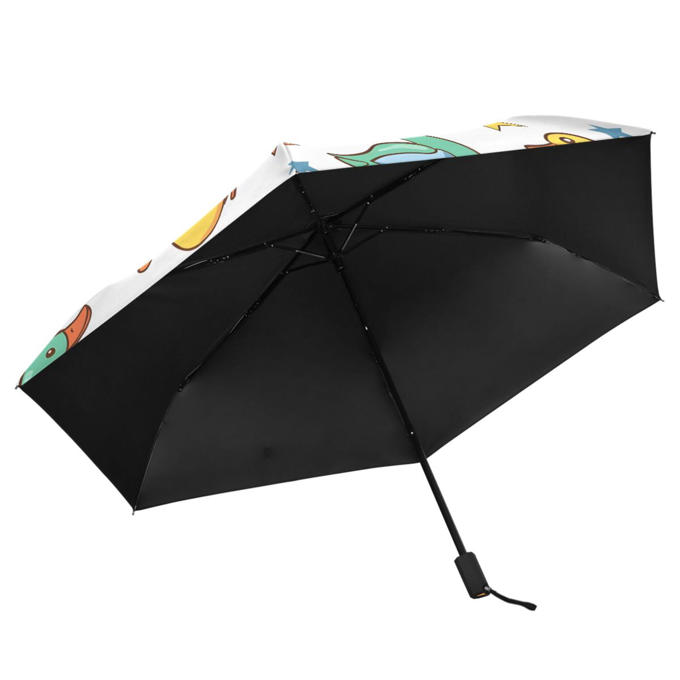 Cartoon Duck and Star Compact Sun Umbrella Windproof Travel Umbrellas for Rain Strong Portable UV Protection