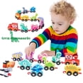 thumbnail image 2 of Tren de juguete didáctico de madera con números Montessori, dinosaurio, 2 of 3