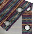 thumbnail image 3 of Ambesonne Striped Grommet Curtain Single Panel, Retro Aztec Art, 50"x60", Teal Plum and Orange, 3 of 5