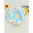 thumbnail image 4 of Qtinghua Newborn Baby Girls Romper Daisy Print Long Sleeve Jumpsuit Bodysuit Fall Clothes Blue 6-12 Months, 4 of 9