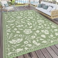 thumbnail image 2 of 6x9 Green&Ivory Outdoor Rug Waterproof Reversible, Floral Plastic Straw Patio Rug, Foldable Outdoor Area Rug for RV Camping, Picnic, Beach, Balcony, Deck & Garden Green&Ivory, 2 of 9