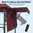 thumbnail image 4 of 8' x 5' Grill Gazebo Canopy with Extra 7' x 3' Awning, Heavy Duty Steel Frame, Double-Tiered Outdoor Grill Canopy with Shelves, 10 Hooks & LED Lights for Patio BBQ Backyard，Claret, 4 of 7