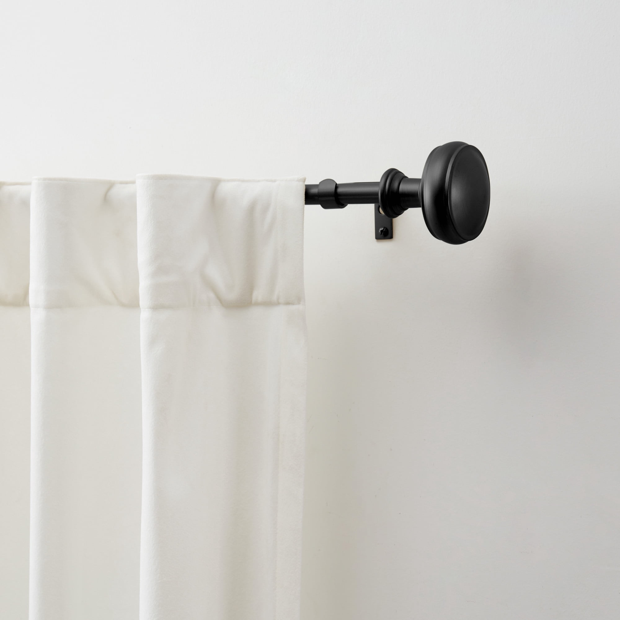 Martha Stewart Barrington 3/4", Adjustable Curtain Rod and Finial Set, Matte Black, 66'' - 120'' Long