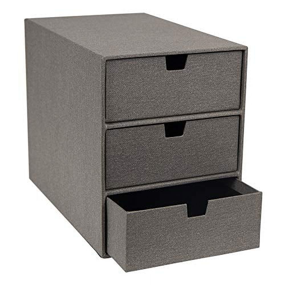 Bigso Ingrid 3-Drawer Fiberboard Desk Organizer Drawers | Dark Grey