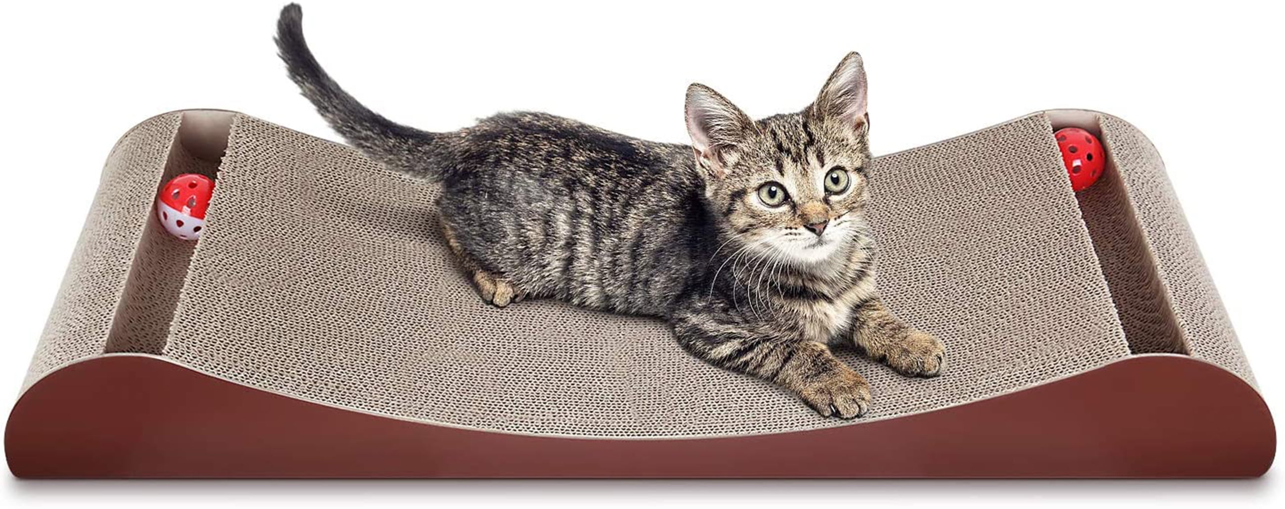 ScratchMe Cat Scratcher Cardboard Lounge Bed with Bell Ball Toy
