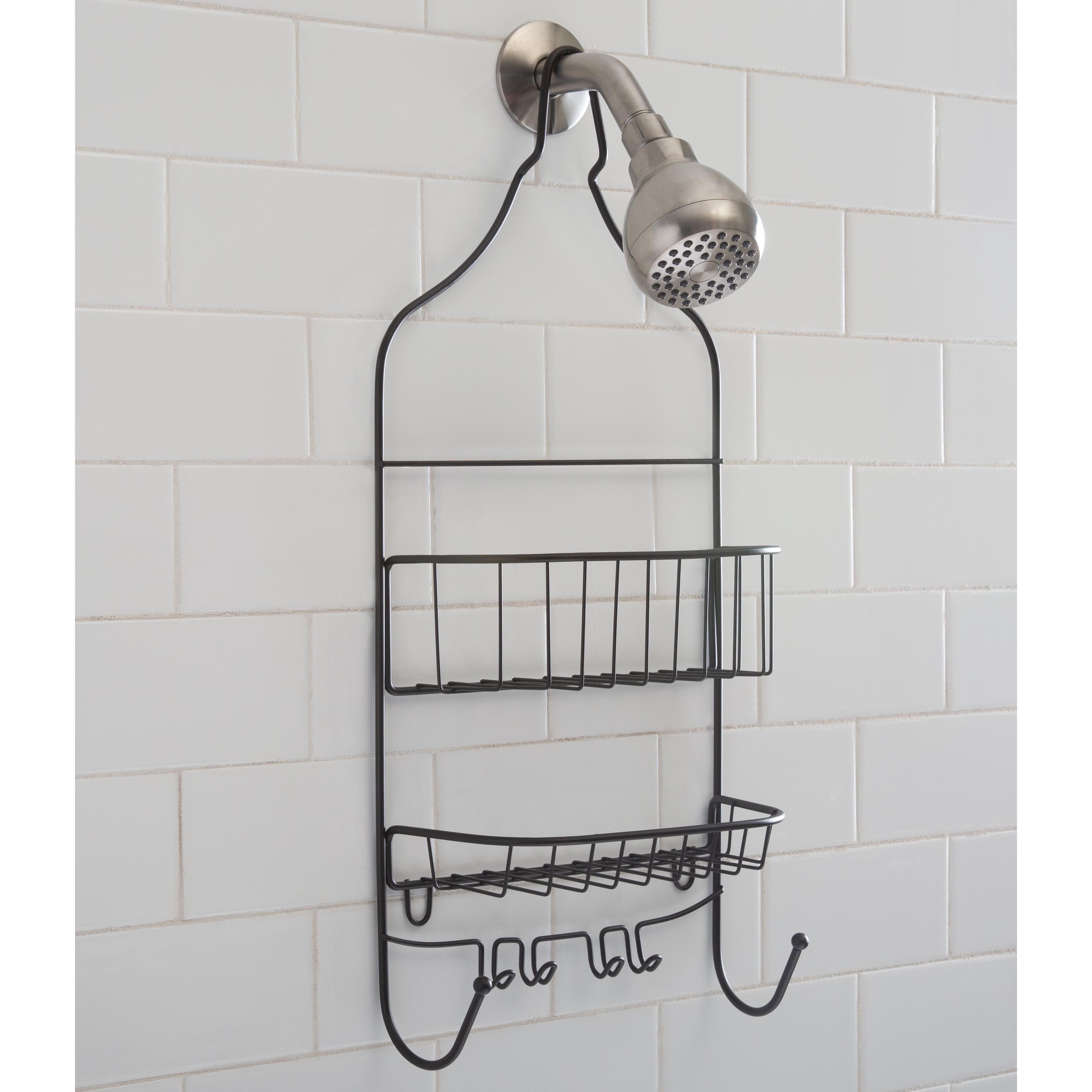 2-Tier Sera Bronze Metal Punched Shower Caddy with Soap Dish