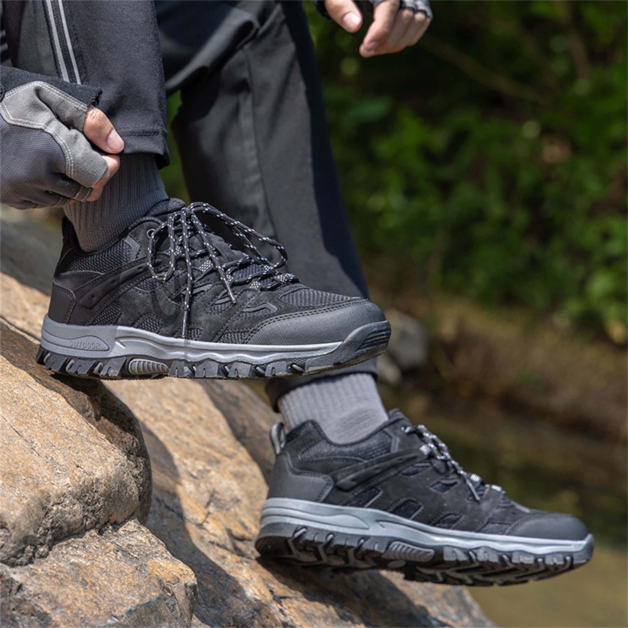 YOURDIARY Mens Outdoor Hiking Shoes Breathable Sneakers for Trail Walking Camping Work
