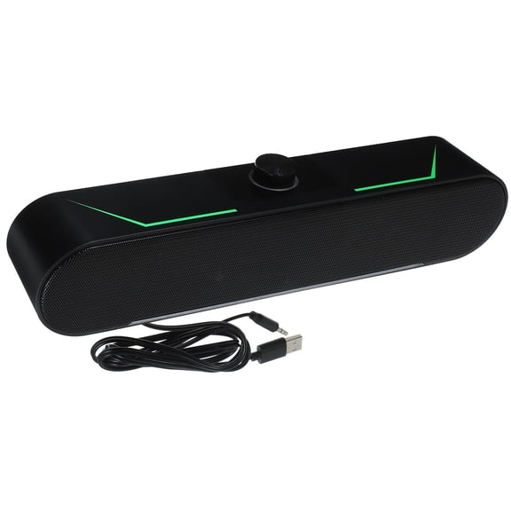 MOKKHNB Compact Soundbar Black Plastic Home Speaker with LED and Wired Connection